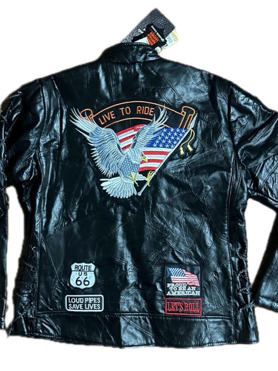 Diamond Supply Co. Other - Diamond Plate Men’s Size 3 X-Large Motorcycle Black Leather Patches Jacket ~New